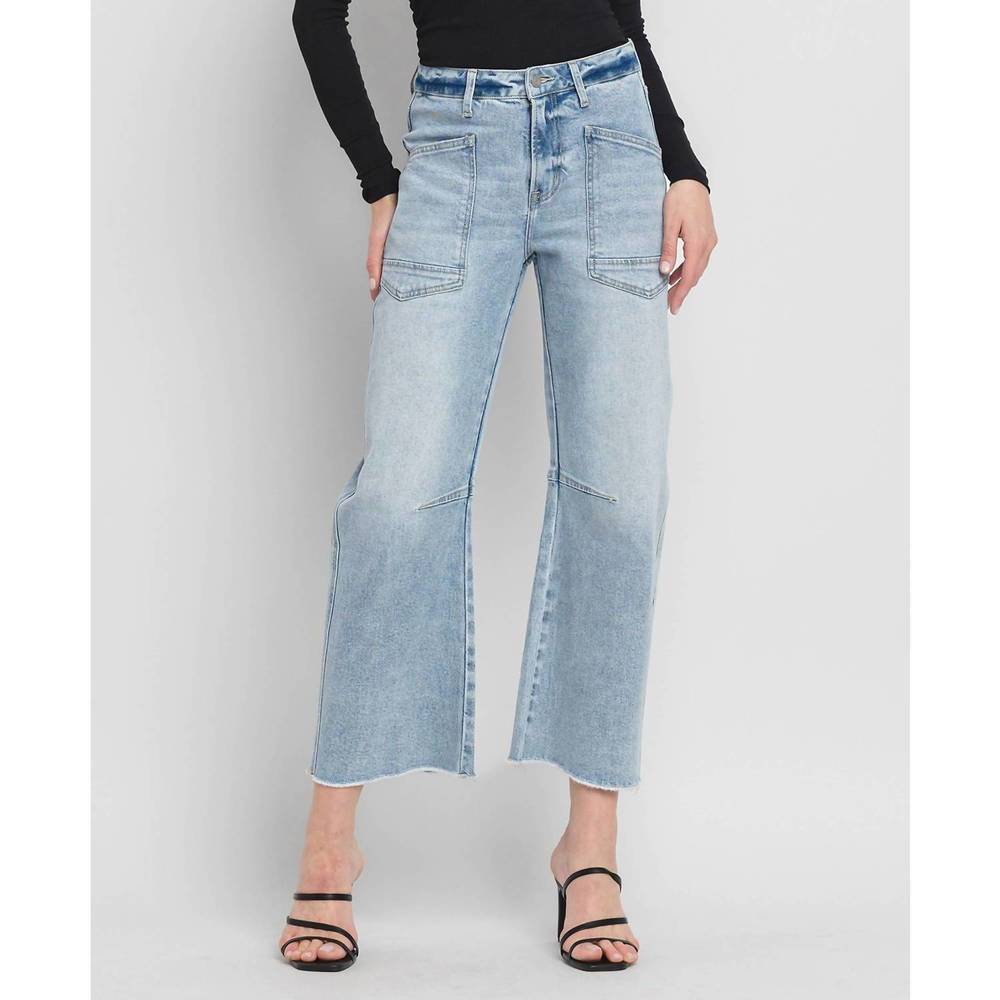 VERVET BY FLYING MONKEY super high rise barrel jean in blue